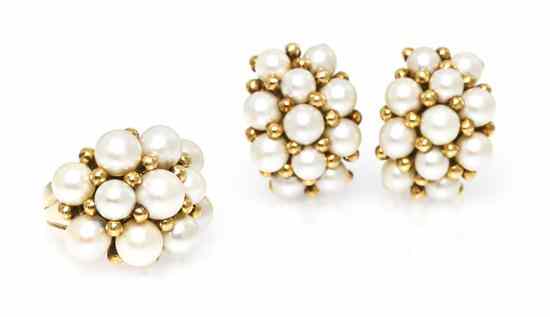 Appraisal: A Set of Karat Yellow Gold and Cultured Pearl Jewelry