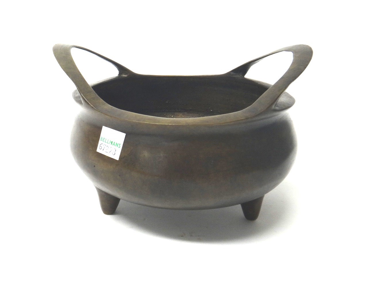 Appraisal: A Chinese bronze censer of compressed circular form with upright