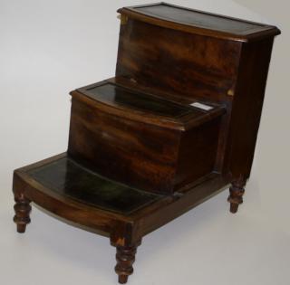 Appraisal: th c library steps tooled leather mahogany and pine descending