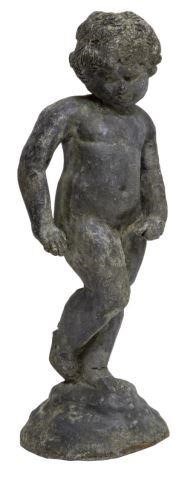 Appraisal: Cast lead putto statue on round base mid th c