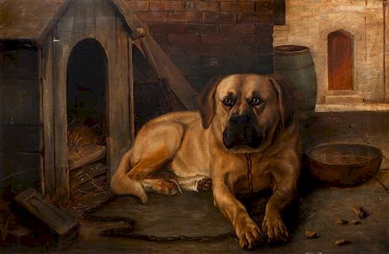 Appraisal: A Painting of a Mastiff x inches A Painting of