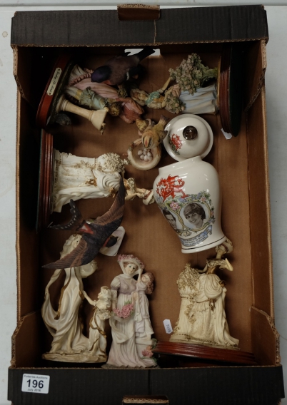 Appraisal: A mixed collection of items including unmarked resin figures together