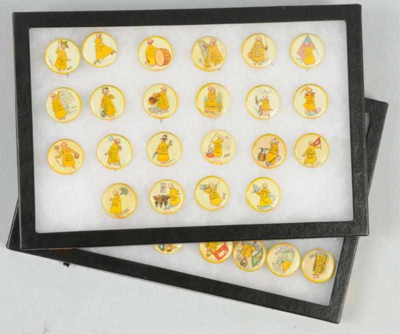 Appraisal: Lot of Assorted Yellow Kid Pinbacks Circa Most are cigarette