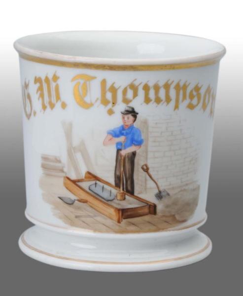 Appraisal: Mason Working with Cement Occupational Shaving Mug Description Beautiful color