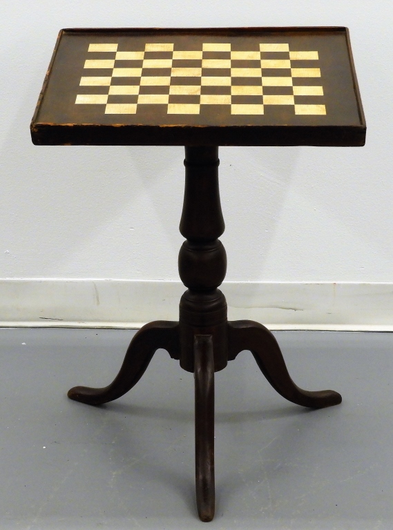 Appraisal: C AMERICAN COUNTRY CHECKER GAME TABLE United States th CenturyMolded