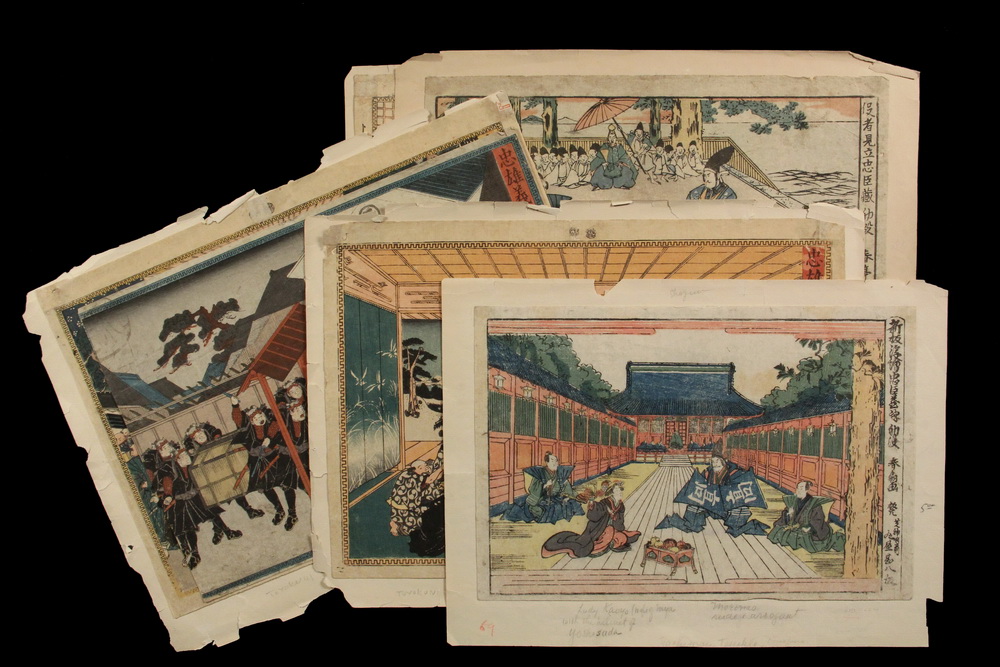 Appraisal: GROUP OF UKIYO-E WOODBLOCK PRINTS - Kuniyoshi - Scenes from