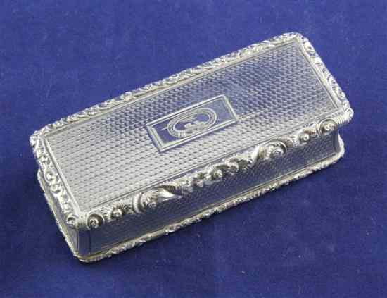 Appraisal: A William IV engine turned silver rectangular snuff box by