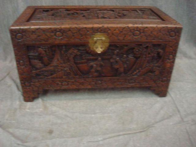 Appraisal: Highly Carved Asian Trunk From a Long Island location