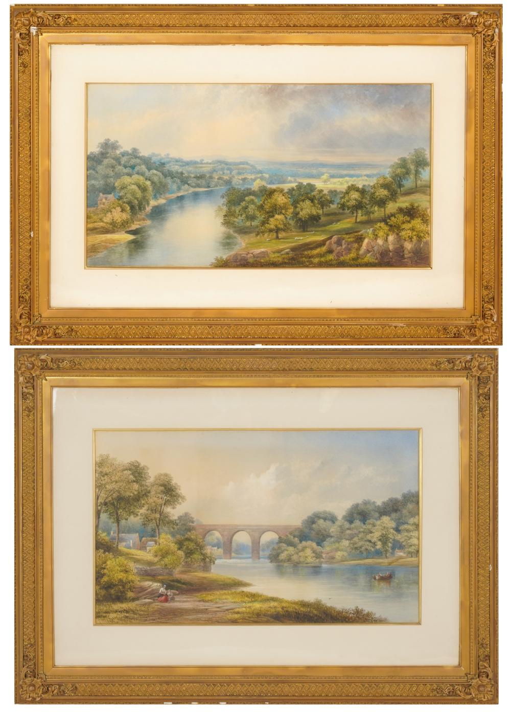 Appraisal: THOMAS HARPER - TWO LANDSCAPESeach watercolor on paper each signed