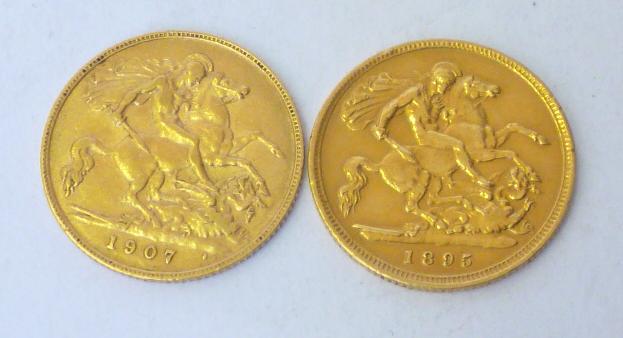 Appraisal: TWO GOLD HALF SOVEREIGNS and