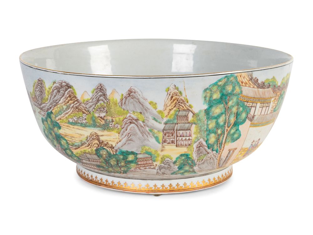 Appraisal: A Chinese Export Style Porcelain Punchbowl Height x diameter inches