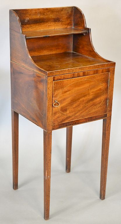 Appraisal: George III mahogany bedside cabinet inlaid th century ht in