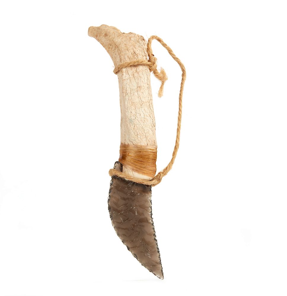 Appraisal: Fremont Flint and Antler Knife Fremont Flint and Antler Knife