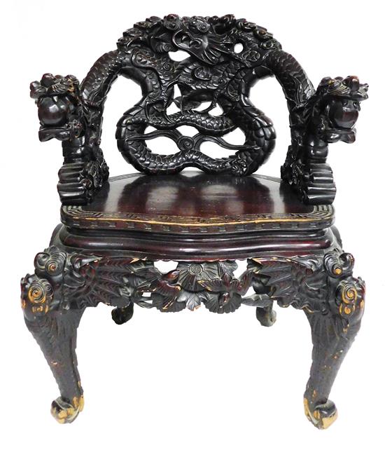 Appraisal: ASIAN th C Chinese throne arm chair with rosewood finish