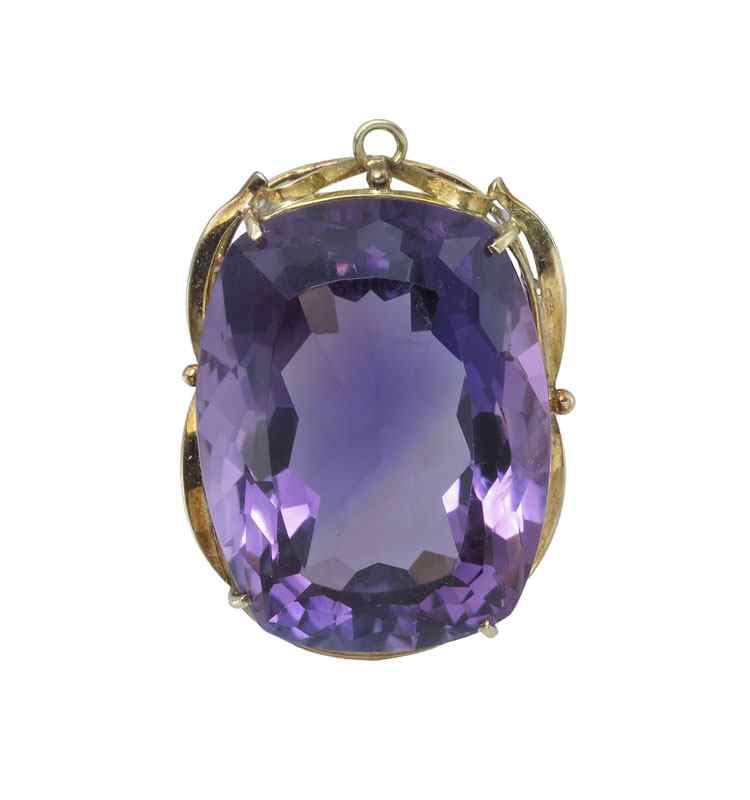 Appraisal: CT AMETHYST PENDANT K yellow gold pendant featuring rectangular mixed