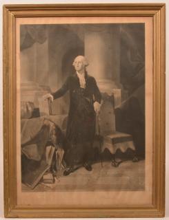 Appraisal: George Washington Interior Scene Engraving George Washington Interior Scene Mixed