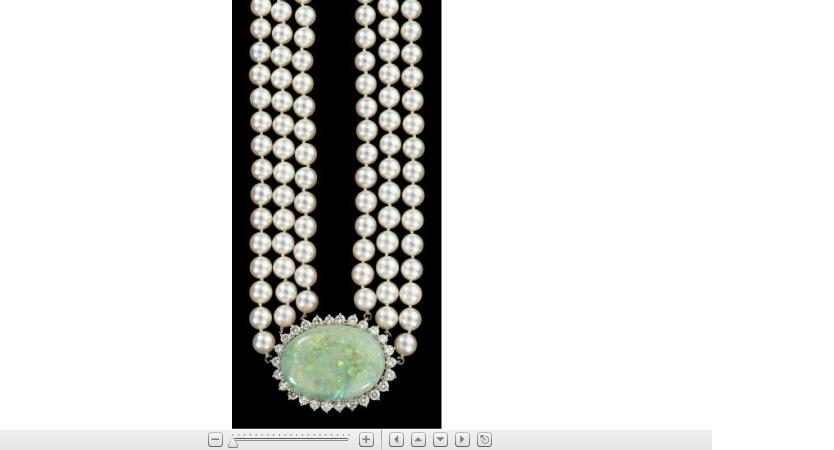 Appraisal: Cultured pearl opal and diamond necklaceGraduated triple pearl strand necklace