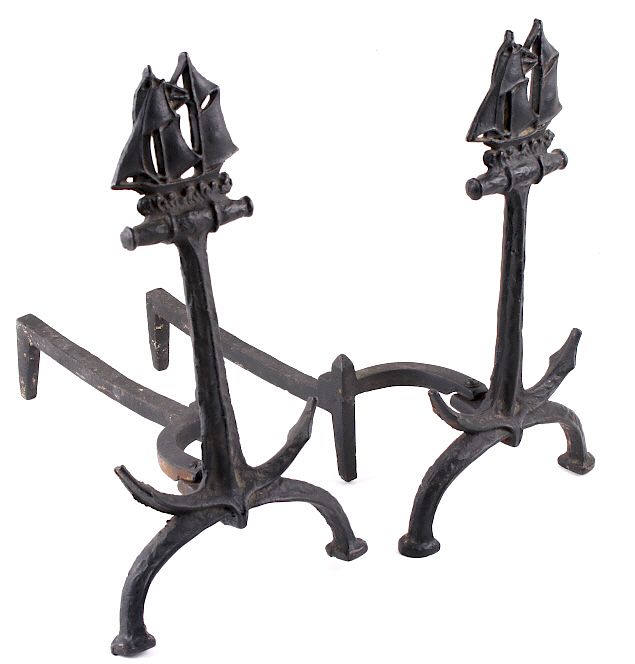 Appraisal: Ship and Anchor Cast Iron Fireplace Grates For your consideration