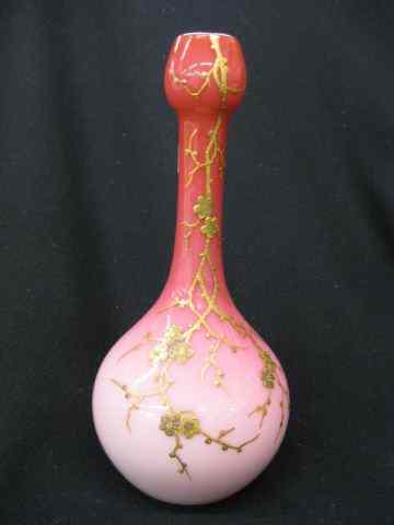 Appraisal: Victorian Art Glass Vase cranberry with fine enameled gold floral