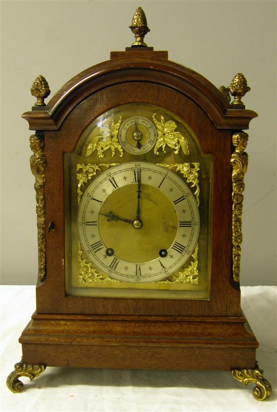 Appraisal: th Century mahogany mantel clock with gilt metal mounts brass