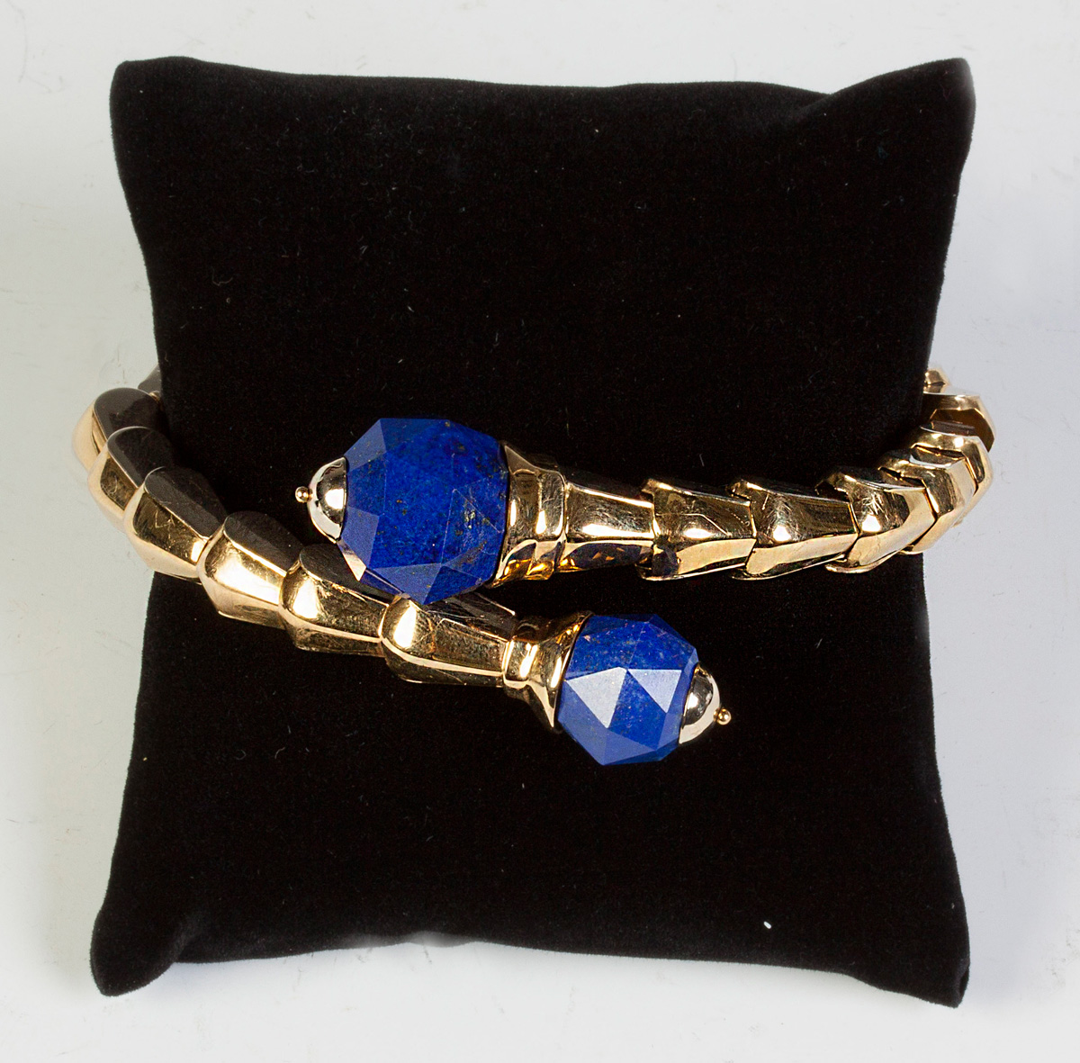 Appraisal: Bassani Articulated K Gold Lapis Bracelet