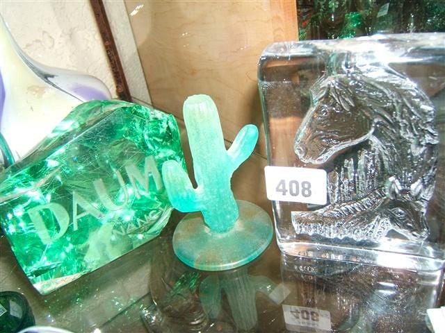 Appraisal: Three pieces of Daum glass one depicting a horse and