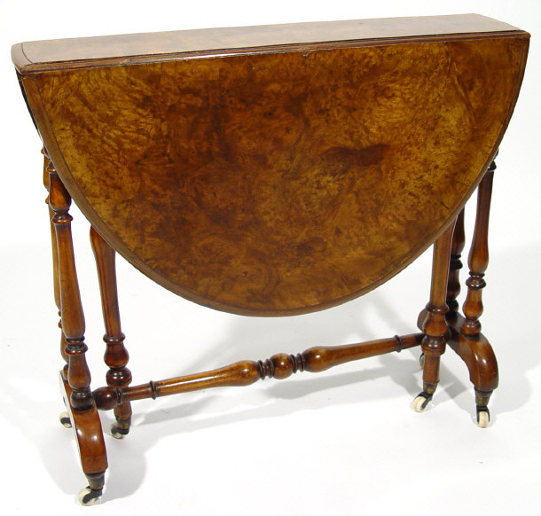 Appraisal: Victorian burr walnut D-end Sutherland table on turned supports and