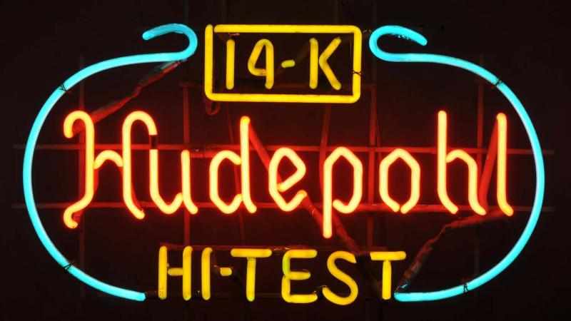 Appraisal: Hudepohl K Hi-Test Neon Sign Description s Orange yellow and