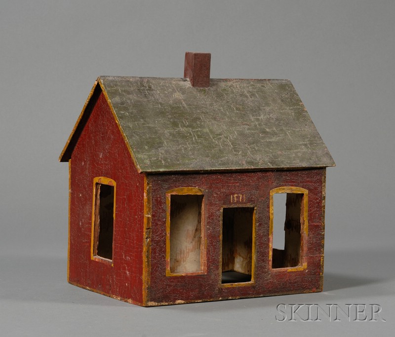 Appraisal: Small Painted Wooden Dollhouse America late th century the interior