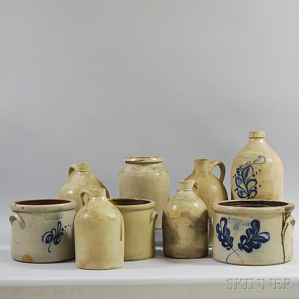 Appraisal: Nine Stoneware Vessels an F B Norton Worcester Mass one