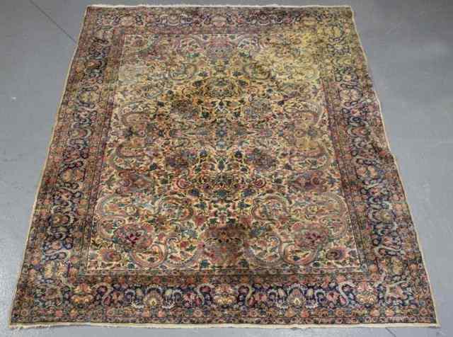 Appraisal: Antique Handmade Roomsize Kirman Carpet From a Hartsdale NY estate