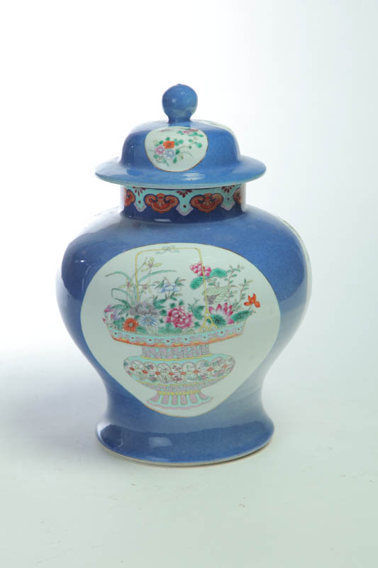 Appraisal: COVERED JAR China nd half- th century porcelain Well-formed jar