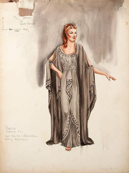 Appraisal: A Deborah Kerr costume design sketch from Julius Caesar Metro-Goldwyn-Mayer