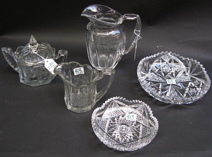 Appraisal: FIVE CUT CRYSTAL TABLE ITEMS napies by from the Brilliant