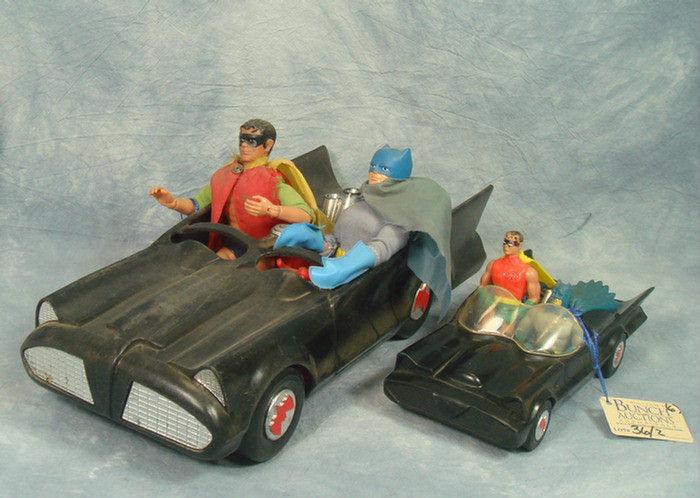 Appraisal: Mego Batman and Robin action figures and cars good condition