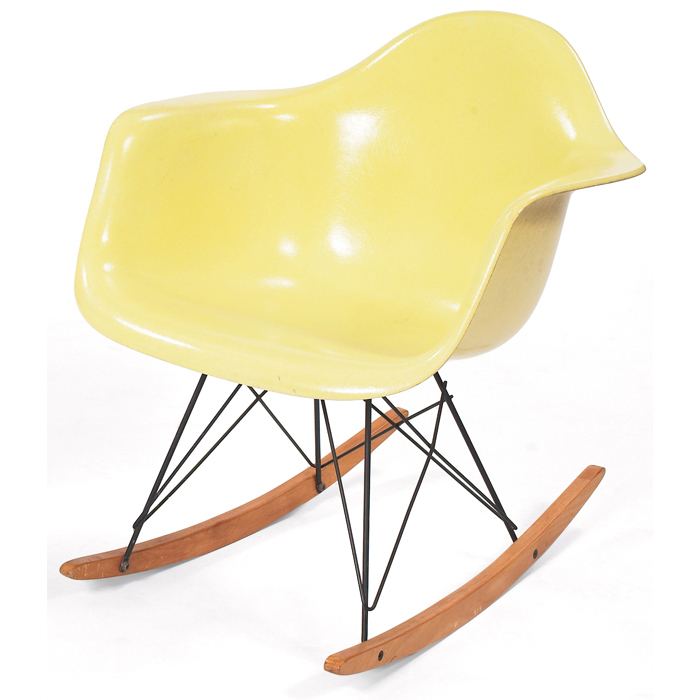 Appraisal: Charles and Ray Eames RAR rocker by Herman Miller yellow