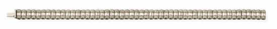 Appraisal: A DIAMOND BRACELET Comprising articulated cylindrical links set with baguette