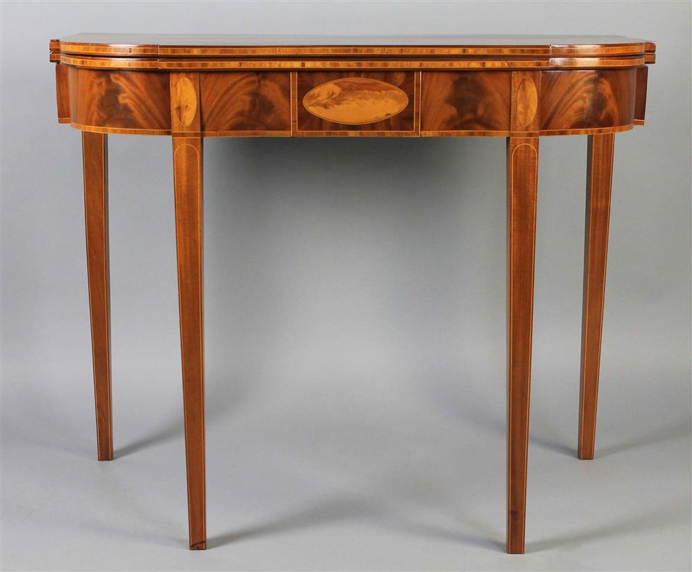 Appraisal: FEDERAL INLAID MAHOGANY CARD TABLE NEW ENGLAND ca with an