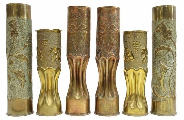 Appraisal: lot of French WWI-era trench art vases fashioned from artillery