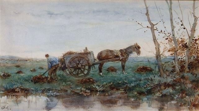 Appraisal: WILLEM HENDRIK VAN DER NAT Dutch - 'Collecting Hay' signed