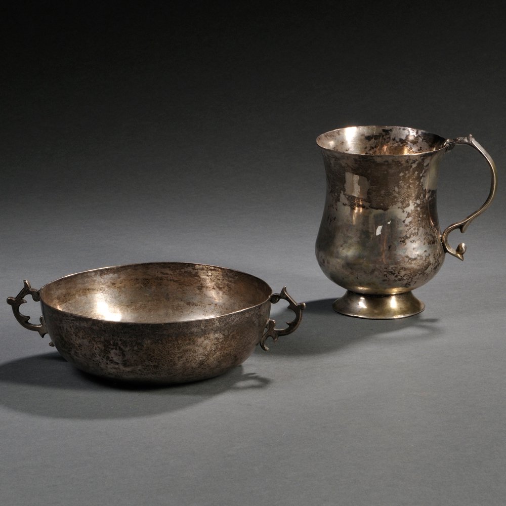 Appraisal: Two Pieces of Spanish Colonial Silver Tableware th th century