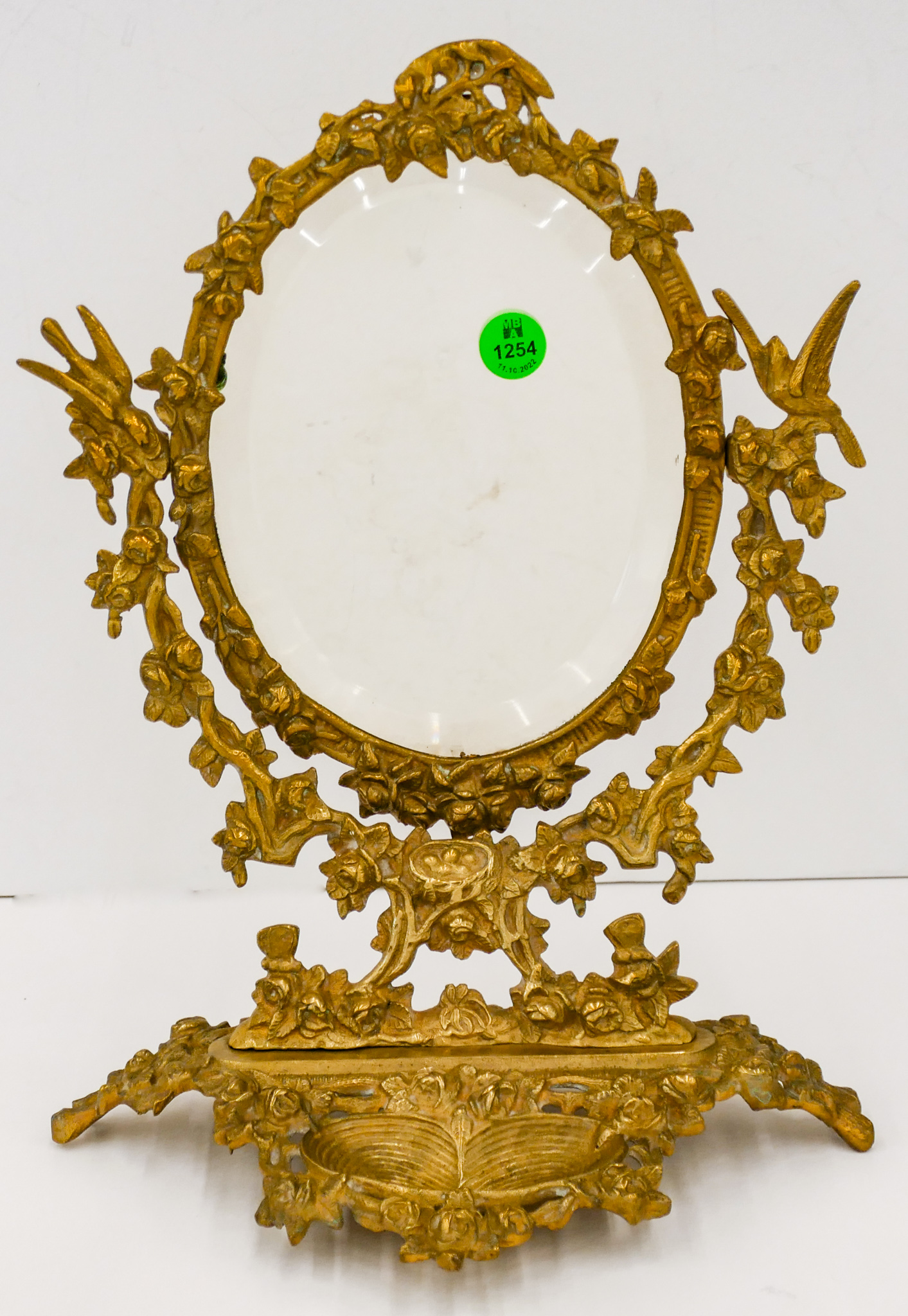 Appraisal: Antique Berndorfer Ornate Brass Table Mirror with Tray ''