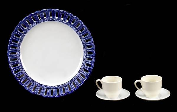 Appraisal: A partial set of Lenox blanc-de-chine dessert service comprising seven