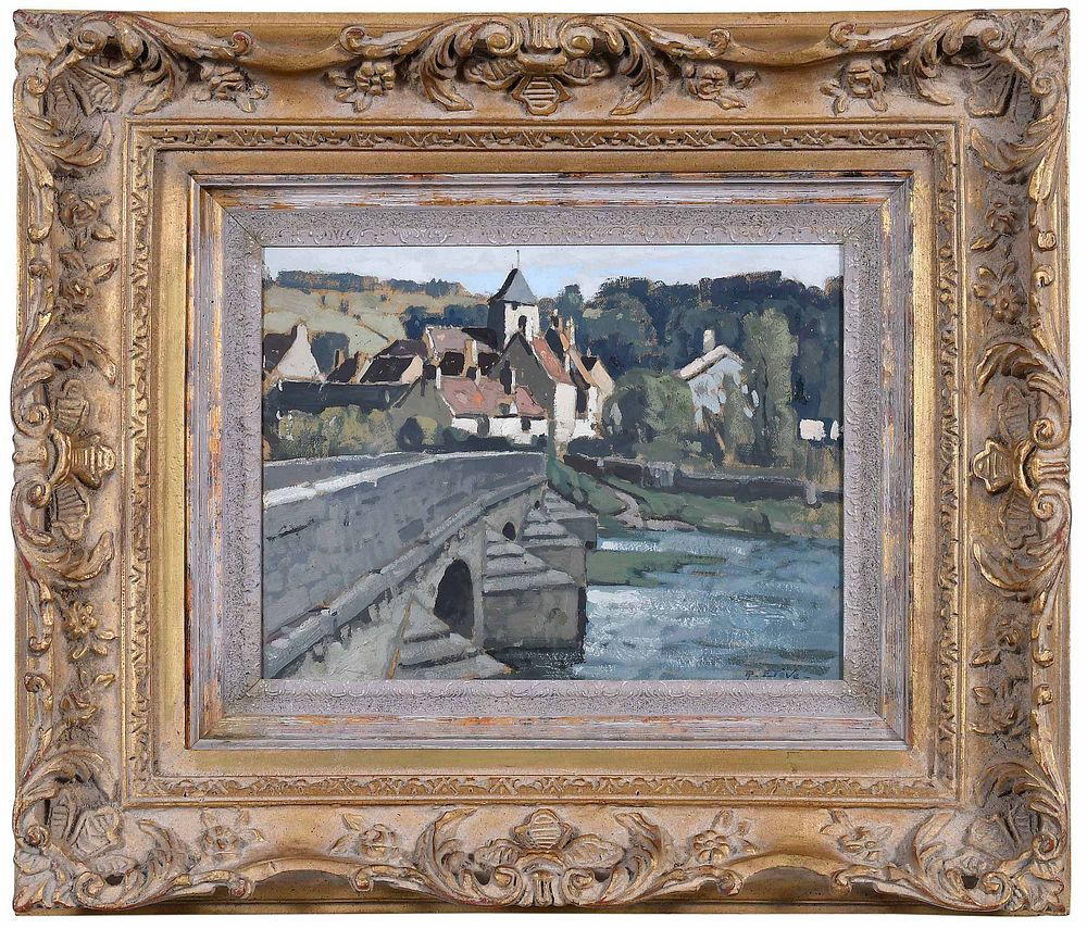 Appraisal: F lix-Raoul Et ve French - Bridge and Village signed