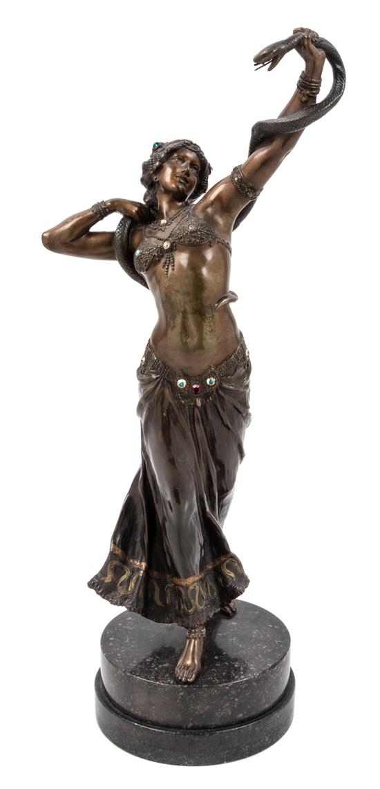 Appraisal: Sale Lot An Austrian Bronze Figure of a Snake Dancer