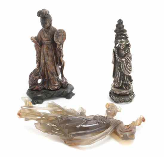 Appraisal: Two Hardstone Figures each depicting a beauty in a standing