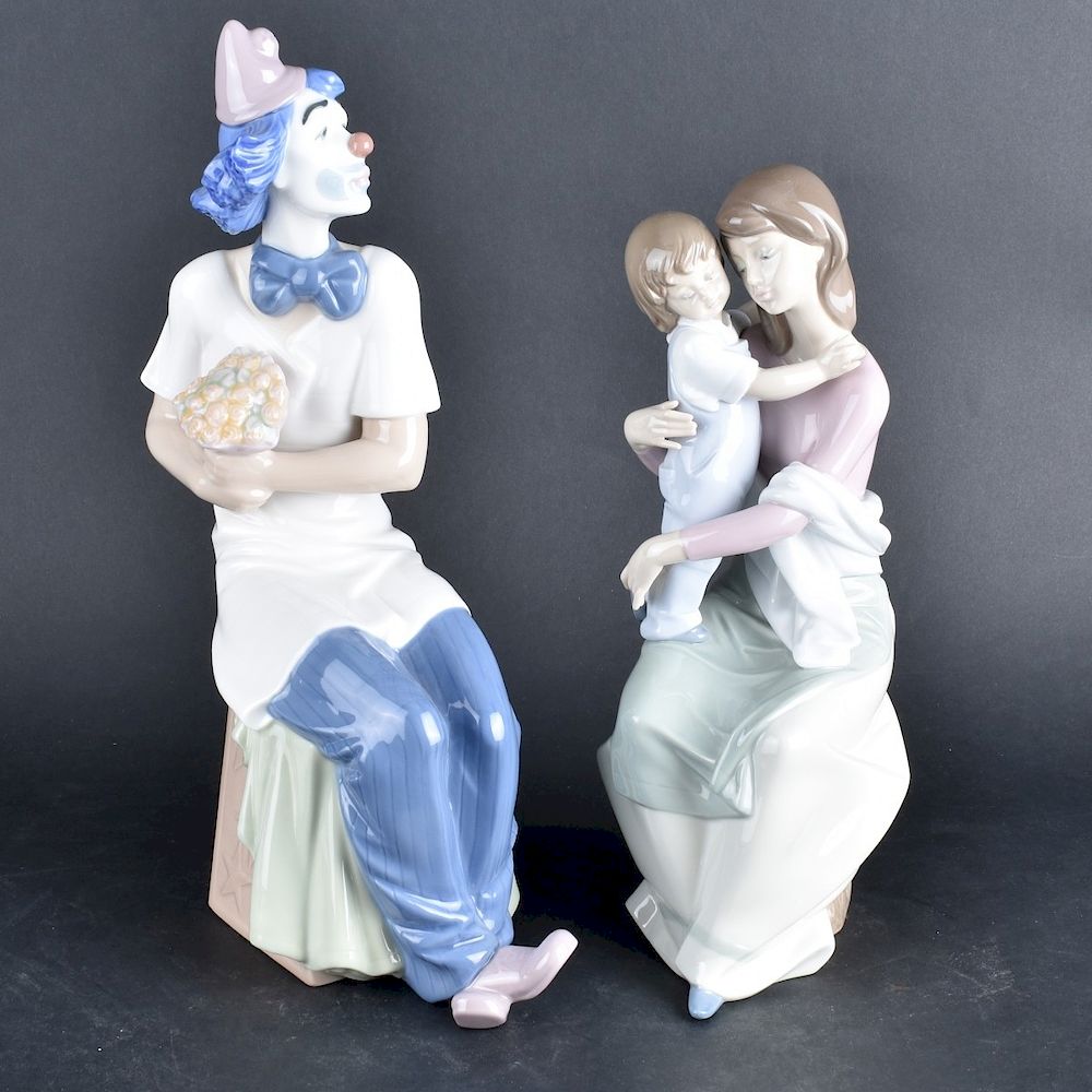 Appraisal: Two Porcelain Figurines Two Vintage Porcelain Figurines Includes Lladro women