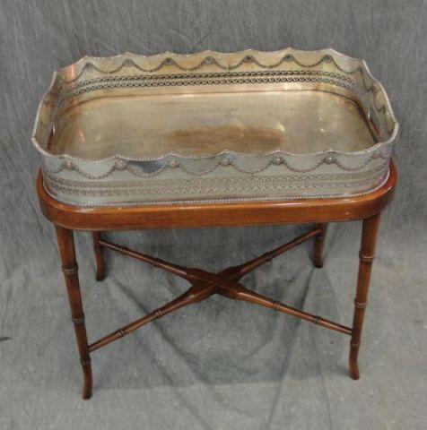 Appraisal: Silverplate Tray on Stand From a Larchmont home Dimensions w