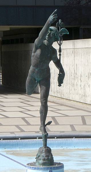 Appraisal: A monumental and imposing patinated bronze figure of Mercury cast