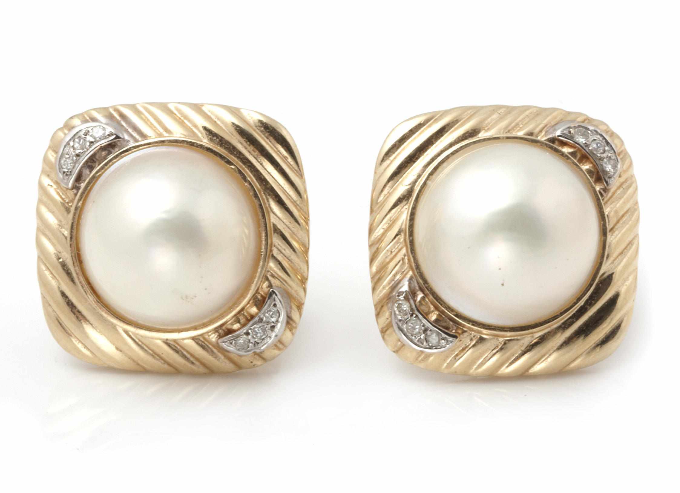 Appraisal: Property from a Boston Collector A pair of mabe pearl